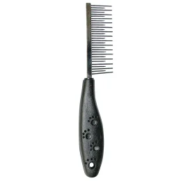 Гребінець дворядний TatraPet Dog Salon з пластиковою ручкою, 3×18 см