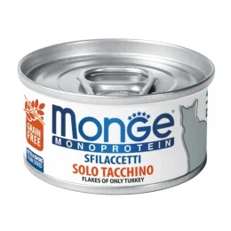 Вологий корм MONGE CAT MONOPROTEIN м'ясні пластівці індичка, 80 г