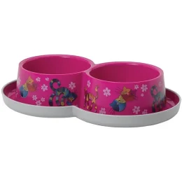 Подвійна миска Moderna Double Trendy Dinner Friends Forever для котів, яскраво-рожева, 2×350 мл, d-10 см