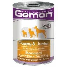Вологий корм GEMON DOG WET Puppy & Junior шматочки з куркою та індичкою 0,415 кг