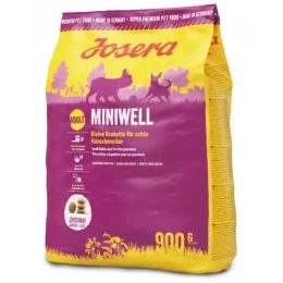 Сухий корм Josera Adult Miniwell для дорослих собак малих порід, з птахом, рисом і кукурудзою, 900 г
