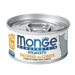 Вологий корм MONGE CAT MONOPROTEIN м'ясні пластівці індичка морква, 80 г