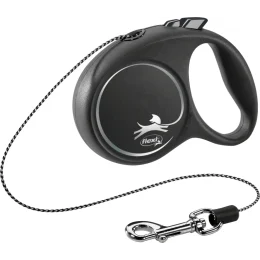 Повідець-рулетка Flexi Black Design XS для собак до 8 кг, 3 м, трос, чорний