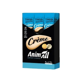 Ласощі AnimAll Сrème для котів, зі смаком тунець з креветками, 6×15 г