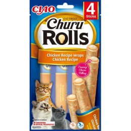 Ласощі INABA "Churu Rolls" для котів, з куркою, 4 шт, 40 г
