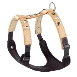 Шкіряна шлейка з металевими аплікаціями, бежева Giotto Luxor Biege P L-XL Harness для собак